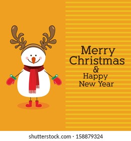 snowman design over yellow background vector illustration