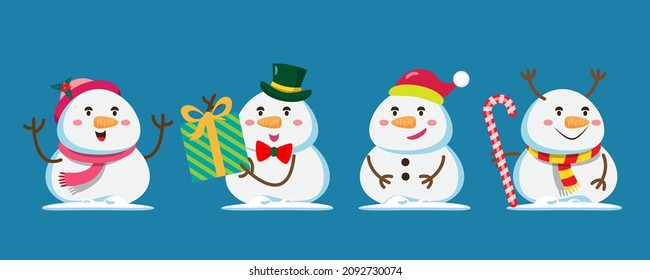 snowman in different activity design element for invitation card, party, New Year's, Christmas, parties. Design elements for the web, cards and publications.