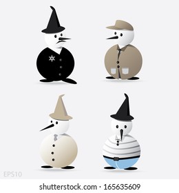 Snowman in different costume : Illustration EPS10