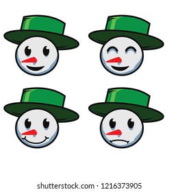 snowman with different ekspression, white, christmas, illustration
