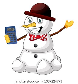 Snowman with digitron illustration vector on white background