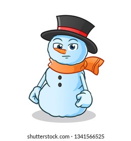 snowman do nothing mascot vector cartoon illustration