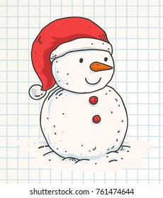 snowman doodle color vector