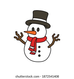 snowman doodle icon, vector illustration