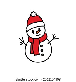 snowman doodle icon, vector illustration