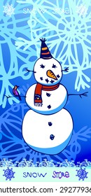 Snowman doodle logo card