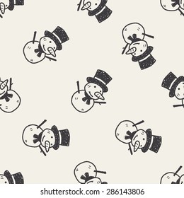 Snowman Doodle Seamless Pattern Background