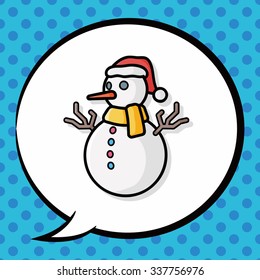 snowman doodle, speech bubble