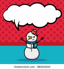 snowman doodle, speech bubble