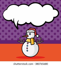 snowman doodle, speech bubble