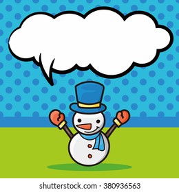 snowman doodle, speech bubble