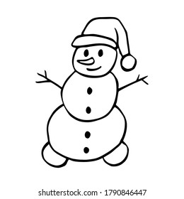 Vector de doodle de Snowman para invierno y diseño de decoración de navidad y postales