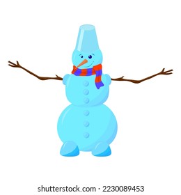 snowman drawing on white background, vector illustration