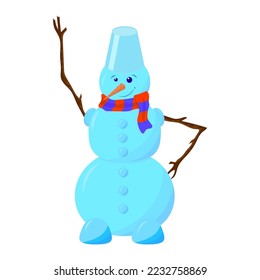 snowman drawing on white background, vector illustration