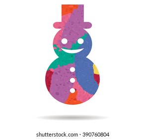 snowman drawn painted icon vector