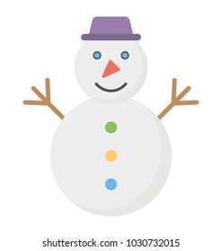 
 snowman dressed, snow sculpture flat icon
