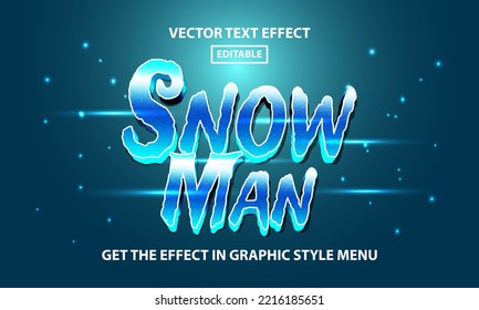 Snowman editable 3d text effect style, lettering 3d with blue gradient