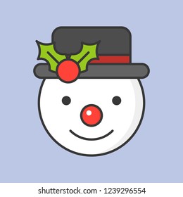 snowman editable outline icon, winter and christmas theme
