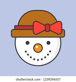snowman editable outline icon, winter and christmas theme