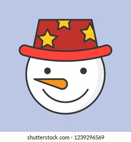 snowman editable outline icon, winter and christmas theme