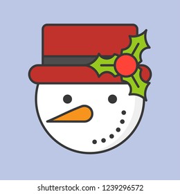 snowman editable outline icon, winter and christmas theme