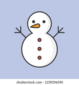 snowman editable outline icon, winter and christmas theme