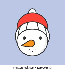 snowman editable outline icon, winter and christmas theme
