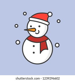 snowman editable outline icon, winter and christmas theme
