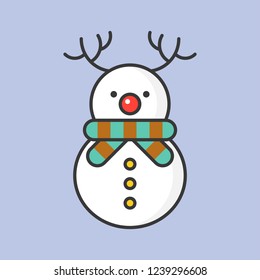 snowman editable outline icon, winter and christmas theme