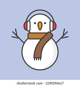 snowman editable outline icon, winter and christmas theme