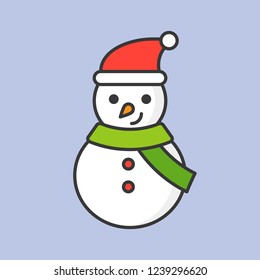 snowman editable outline icon, winter and christmas theme