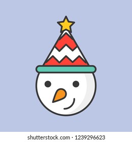 snowman editable outline icon, winter and christmas theme