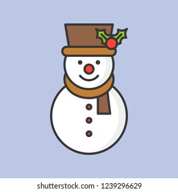 snowman editable outline icon, winter and christmas theme