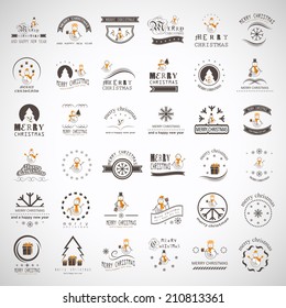 Snowman Elements Set - Isolated On Gray Background - Vector Illustration, Graphic Design Editable For Your Design
