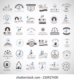 Snowman Elements Set - Isolated On Gray Background - Vector Illustration, Graphic Design Editable For Your Design
