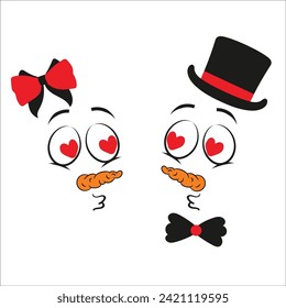 snowman emoji couple vector illustration