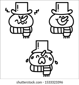 Snowman emotical set for Christmas season.