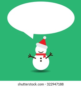 Snowman with empty bubble speech, concept for Christmas festival