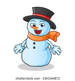 snowman excited mascot vector cartoon illustration