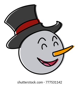 Snowman face christmas cartoon