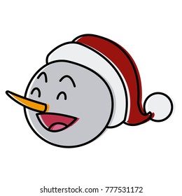 Snowman face christmas cartoon