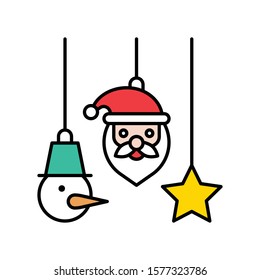 snowman face, star and santa face vector in filled design