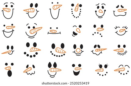 Snowman Face Template, cartoon winter, vector illustration