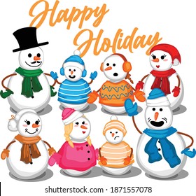 familia de snowman con formato vector