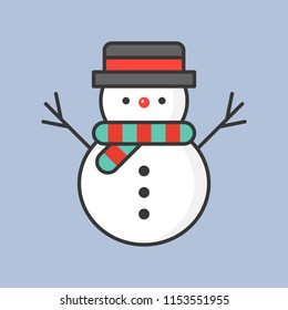 snowman, filled outline icon for Christmas theme