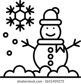 Design de ícone de estilo preenchido de boneco de neve