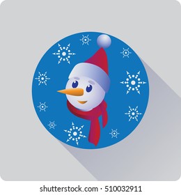 Snowman. Flat design. Vector image of a flat icon. 