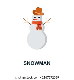 Snowman flat icon. Colored element sign from christmas collection. Flat Snowman icon sign for web design, infographics and more.