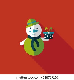 snowman flat icon with long shadow, eps10