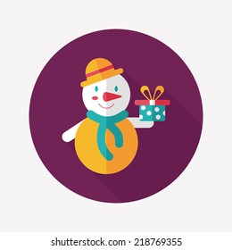 snowman flat icon with long shadow, eps10